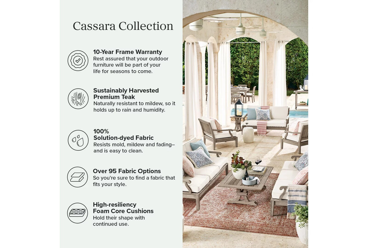 Cassara Chaise Lounge with Cushions in Weathered Teak