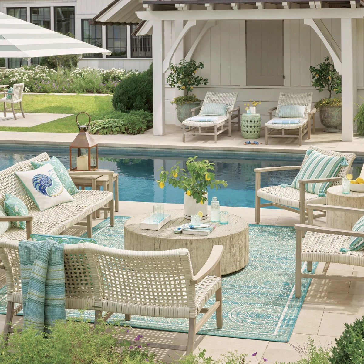 Isola 3-pc. Sofa Set in Weathered Teak & Washed White Wicker