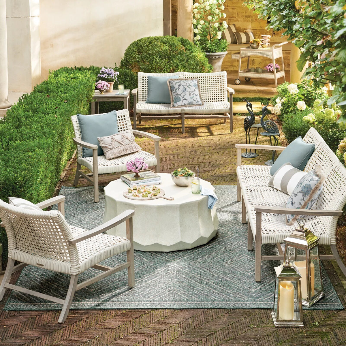 Isola 3-pc. Sofa Set in Weathered Teak & Washed White Wicker