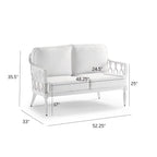 Avery Loveseat with Cushions in White Aluminum
