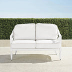 Avery Loveseat with Cushions in White Aluminum