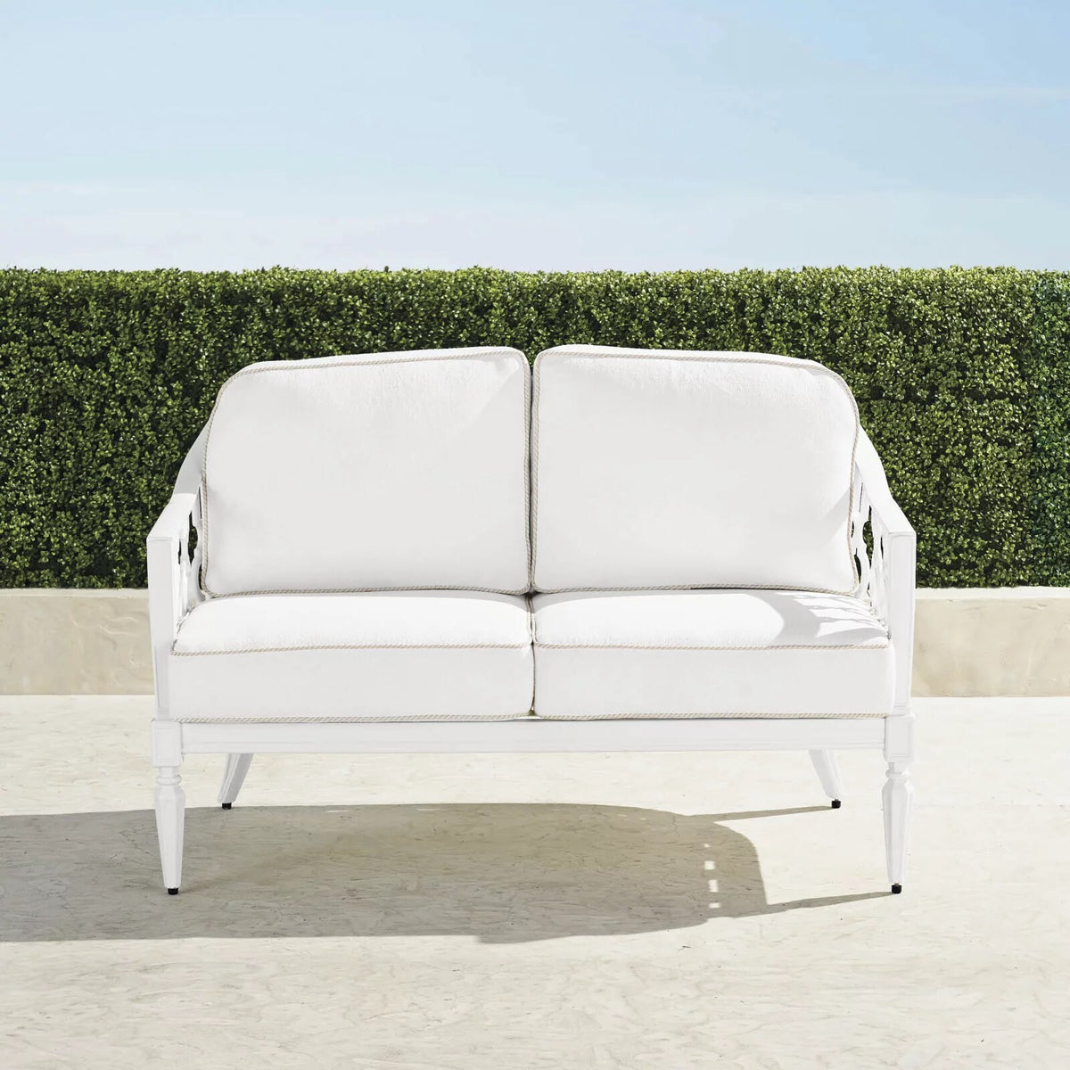 Avery Loveseat with Cushions in White Aluminum
