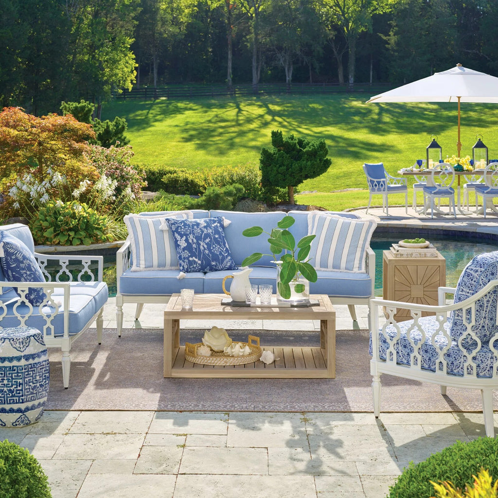 Avery Sofa with Cushions in White Aluminum
