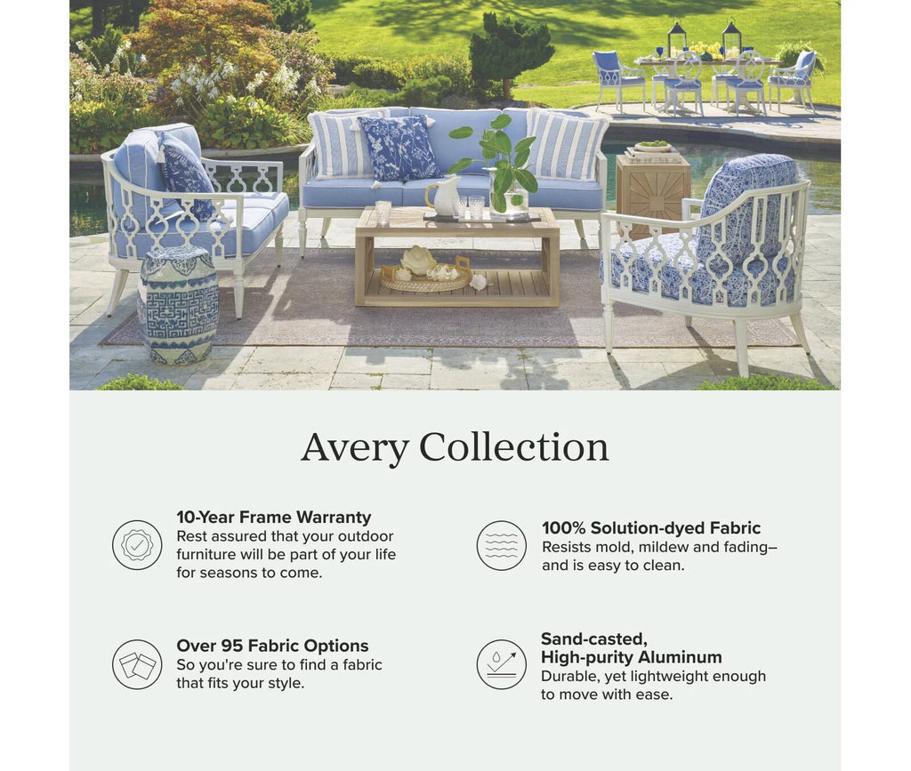Avery Sofa with Cushions in White Aluminum