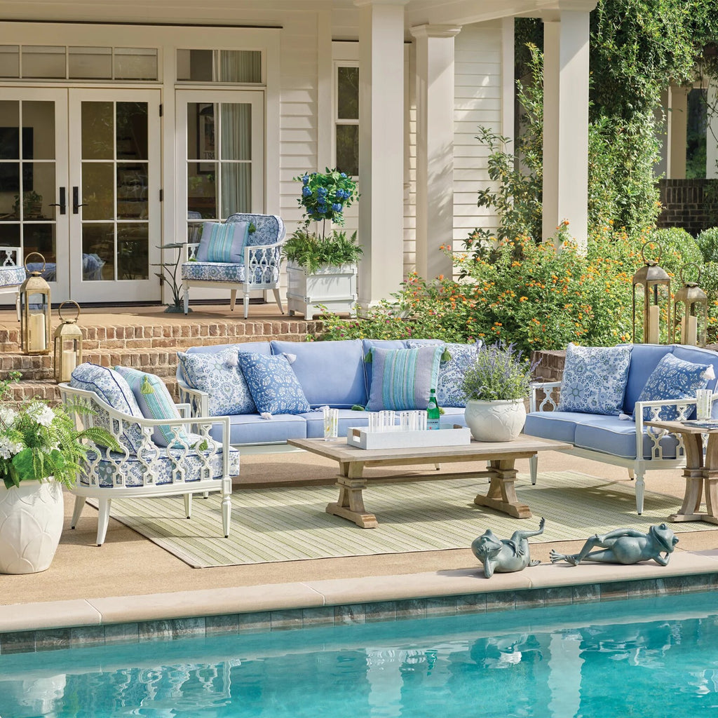 Avery Sofa with Cushions in White Aluminum
