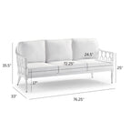 Avery Sofa with Cushions in White Aluminum