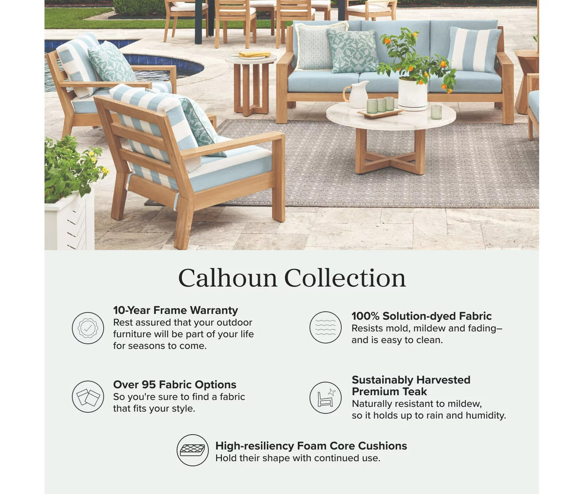 Calhoun Double Chaise Lounge with Cushions in Natural Teak