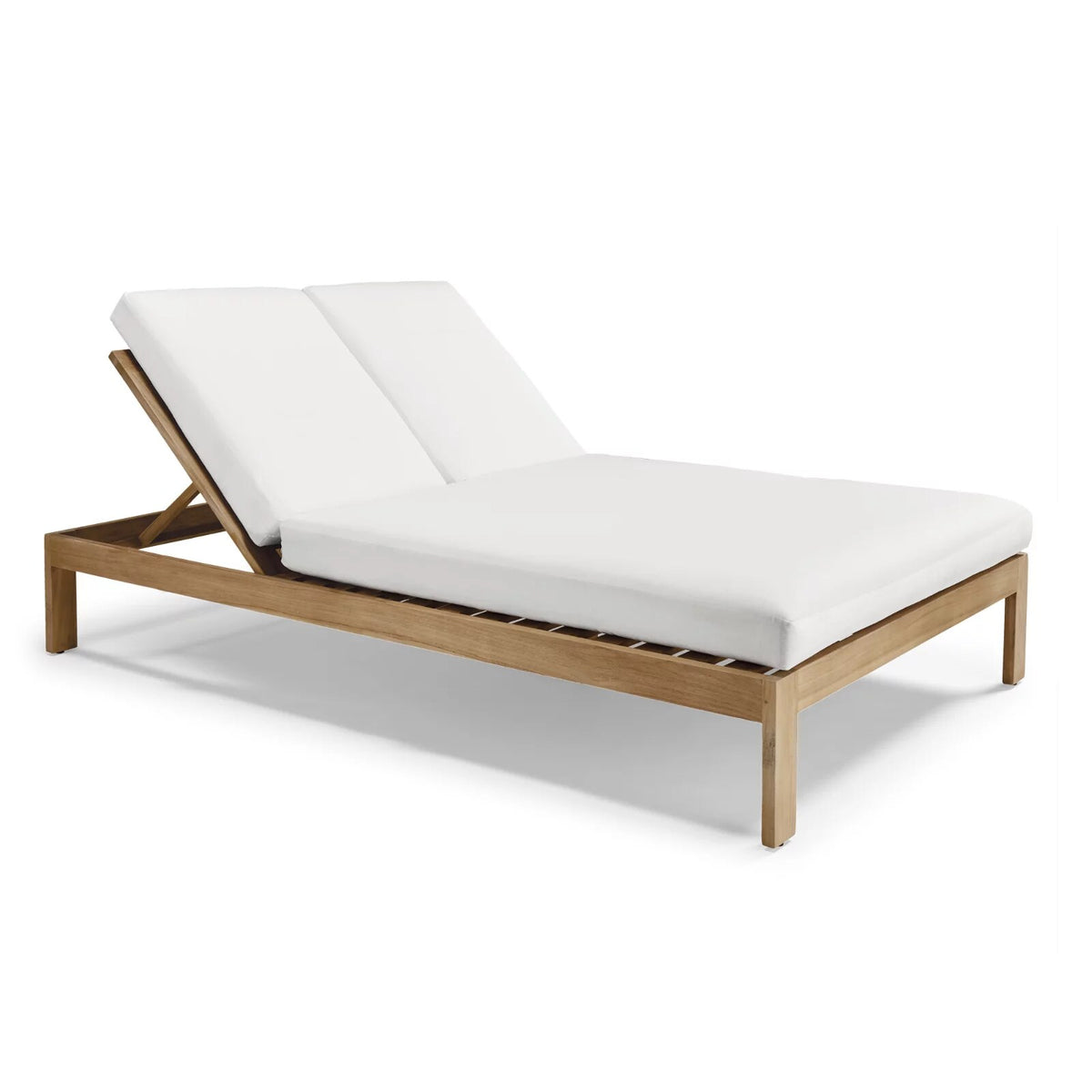 Calhoun Double Chaise Lounge with Cushions in Natural Teak