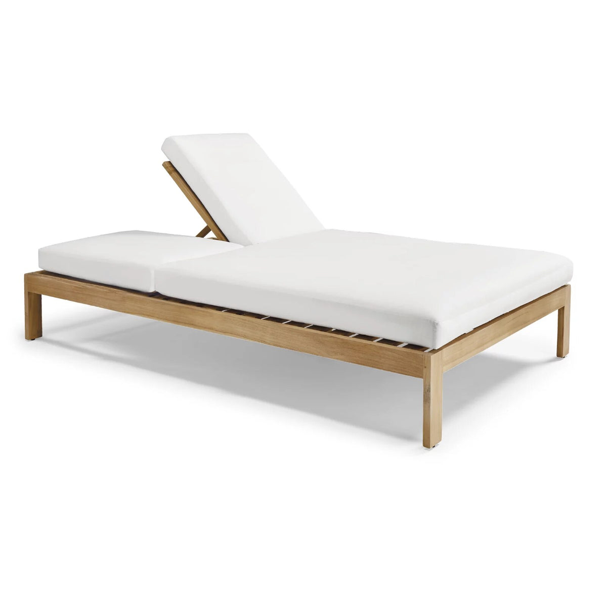 Calhoun Double Chaise Lounge with Cushions in Natural Teak