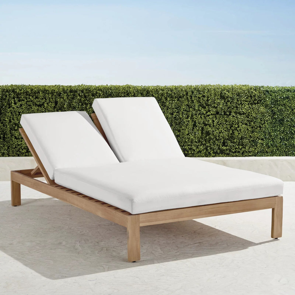 Calhoun Double Chaise Lounge with Cushions in Natural Teak