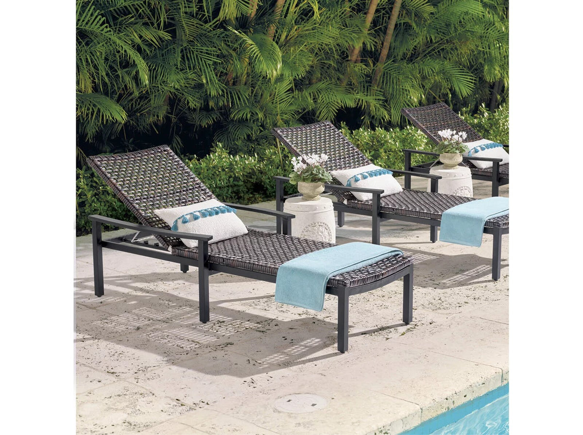 Isola Chaise Lounge in Black Aluminum & Black Walnut Wicker