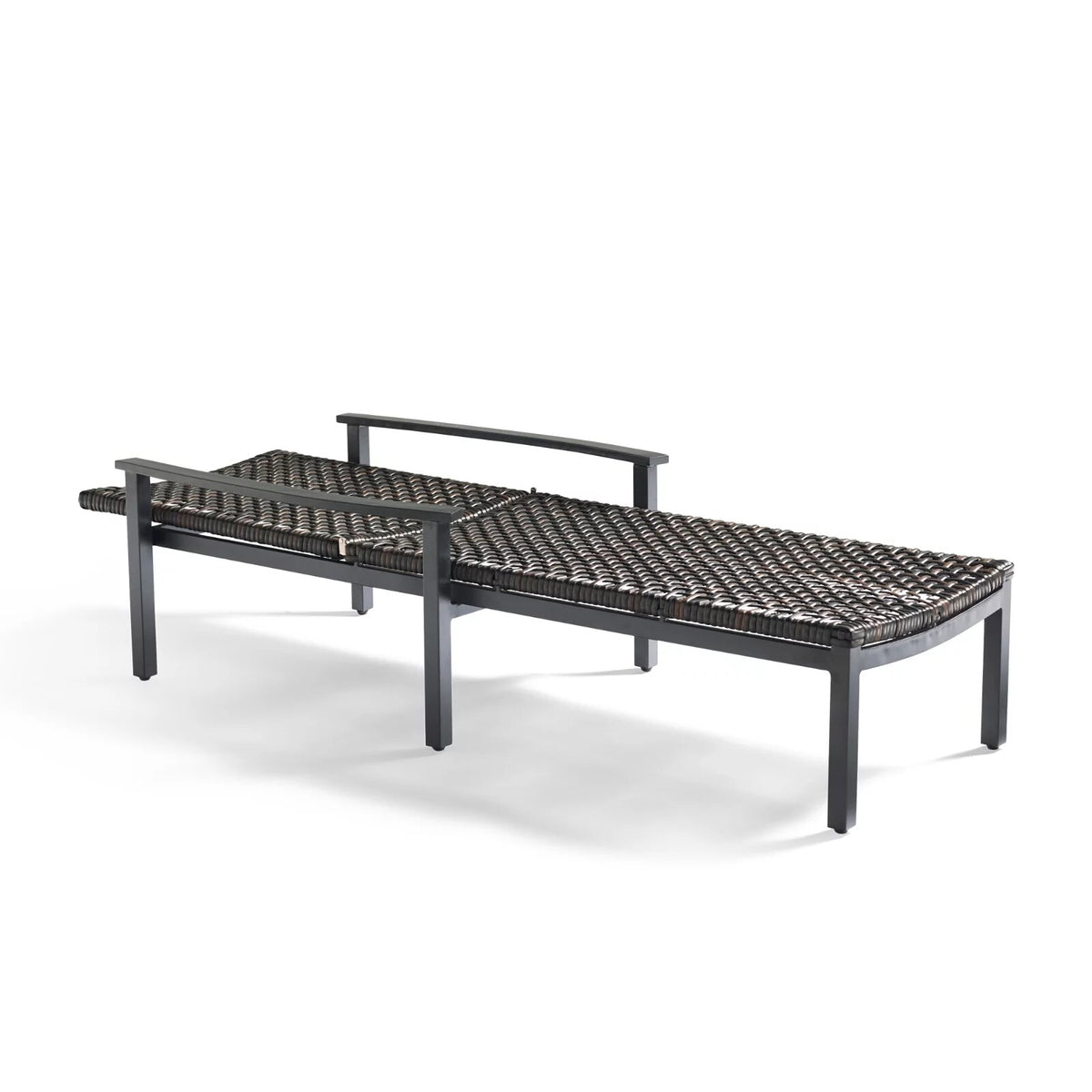 Isola Chaise Lounge in Black Aluminum & Black Walnut Wicker