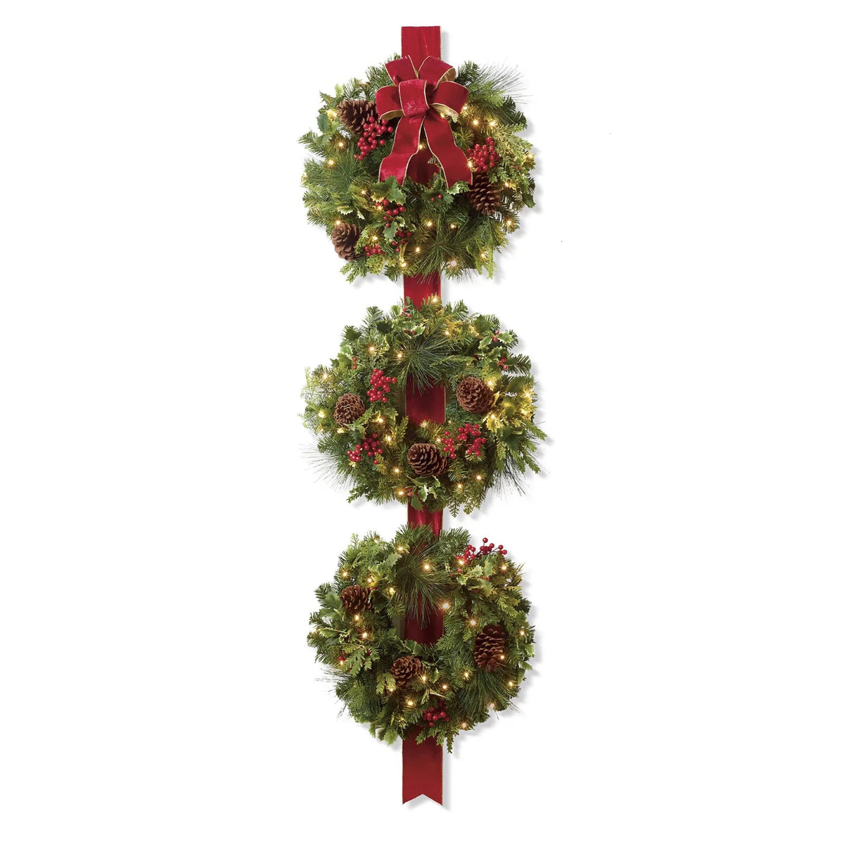 Christmas Cheer Ribbon Wreath Trio