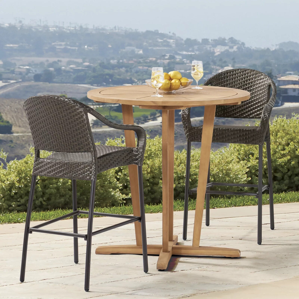 Café Bar Stools in Wicker, Set of Two