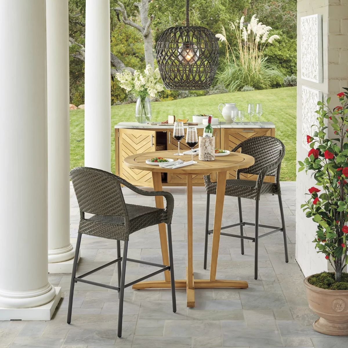Café Bar Stools in Wicker, Set of Two