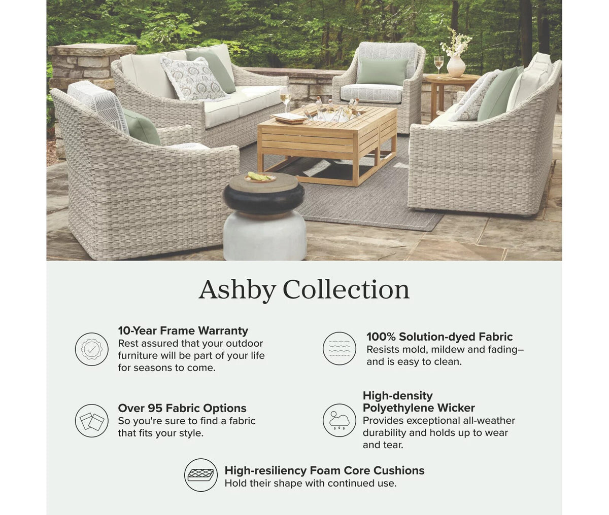 Ashby 3-pc. Loveseat Set in Shell Wicker