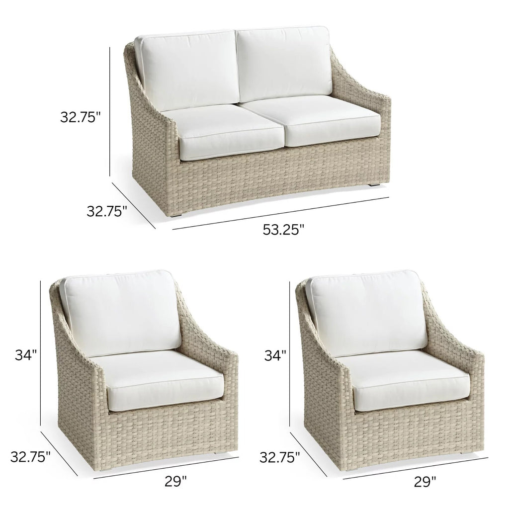 Ashby 3-pc. Loveseat Set in Shell Wicker