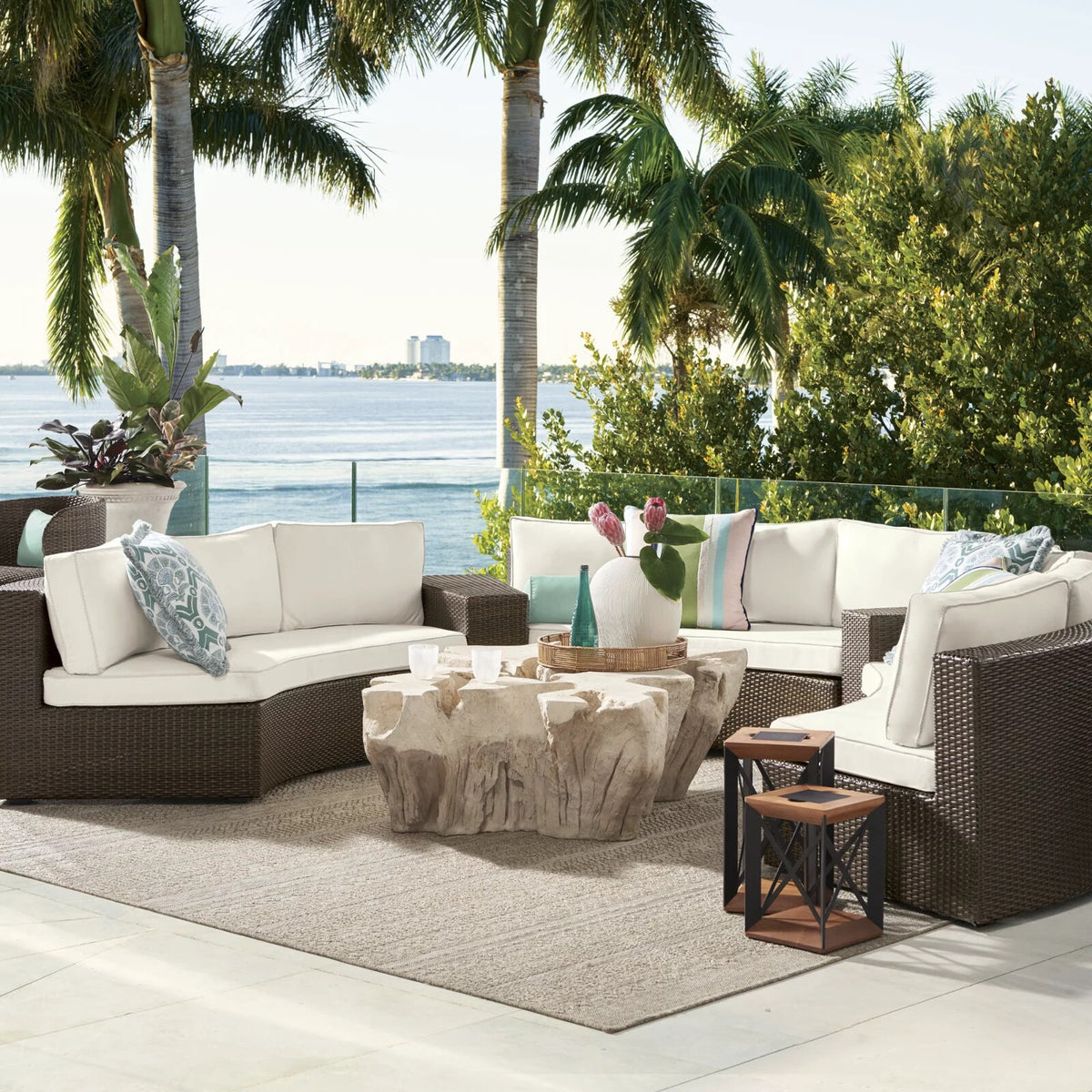 Pasadena II 5-pc. Modular Sofa Set in Bronze Wicker