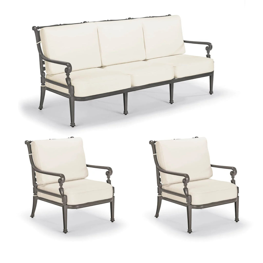 Carlisle 3-pc. Sofa Set with Two Lounge Chairs in Slate Aluminum