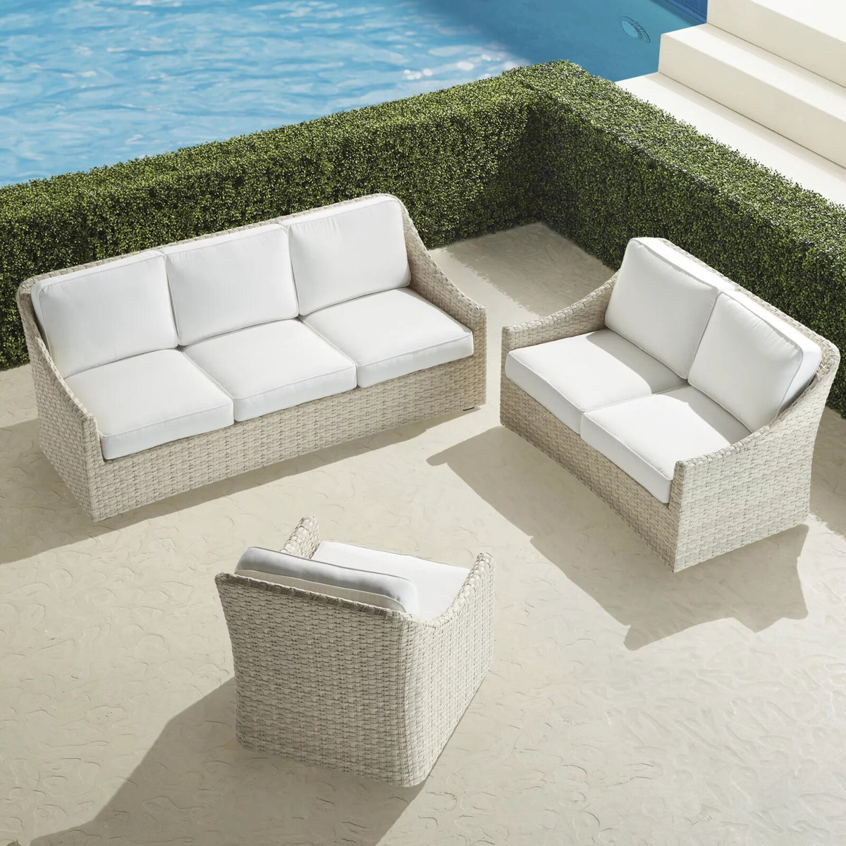 Ashby 3-pc. Sofa Swivel Set In Shell Wicker