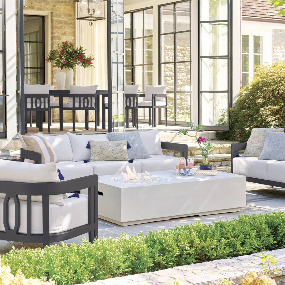 Porticello 3-pc. Sofa Set in Matte Black Aluminum