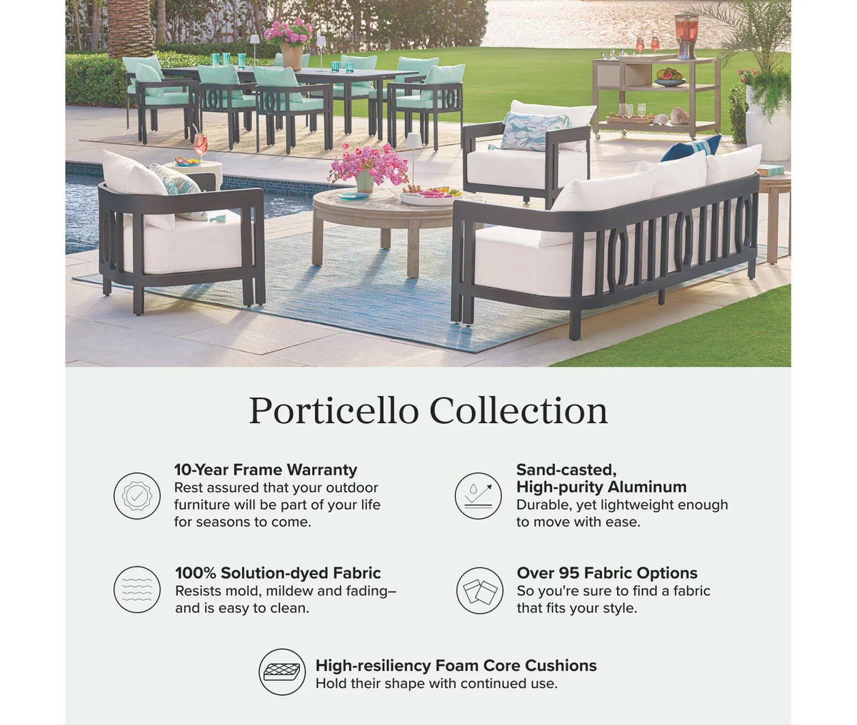 Porticello 3-pc. Sofa Set in Matte Black Aluminum