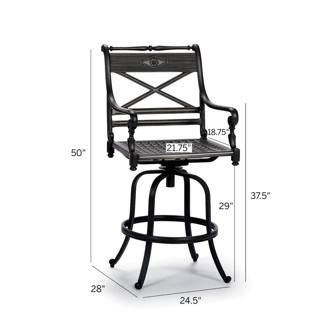 Carlisle 4-pc. Swivel Bar Stool in Onyx Aluminum