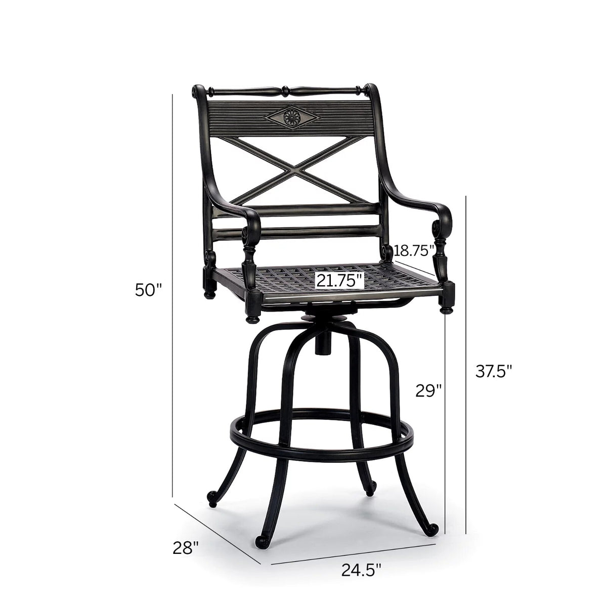 Carlisle 4-pc. Swivel Bar Stool in Onyx Aluminum