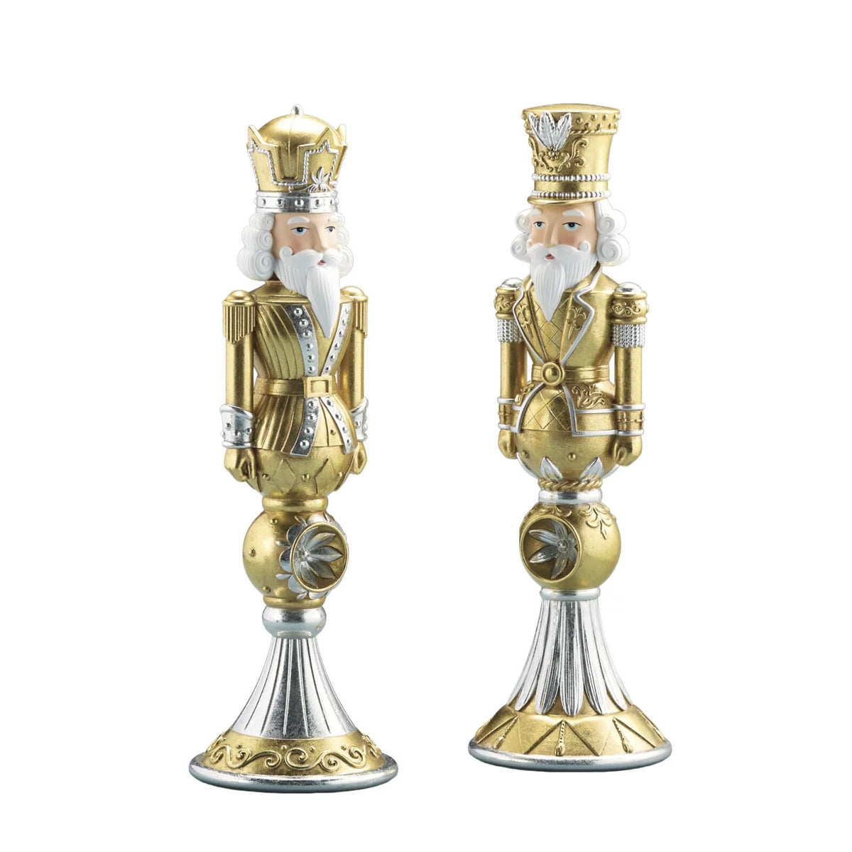 Gilded Guard Finial Nutcrackers, Set of Two