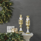 Gilded Guard Finial Nutcrackers, Set of Two
