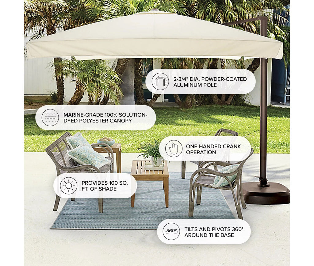 10' Cantilever Square Side Mount Umbrella with Base