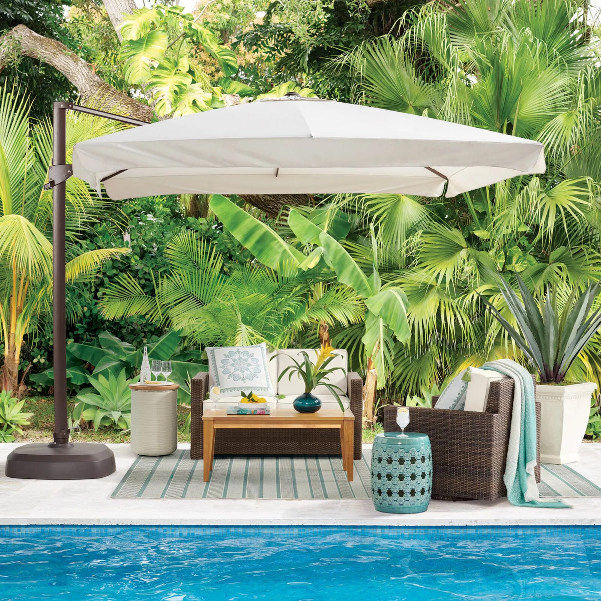 10' Cantilever Square Side Mount Umbrella with Base
