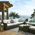 Palermo Coffee Table with Nesting Ottomans in Bronze Wicker