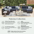 Palermo Coffee Table with Nesting Ottomans in Bronze Wicker