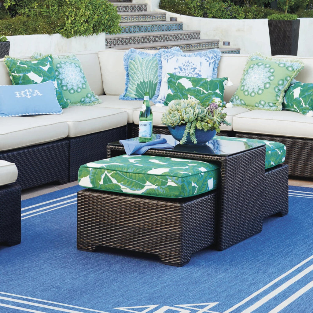 Palermo Coffee Table with Nesting Ottomans in Bronze Wicker