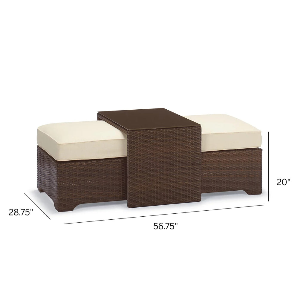 Palermo Coffee Table with Nesting Ottomans in Bronze Wicker