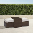 Palermo Coffee Table with Nesting Ottomans in Bronze Wicker