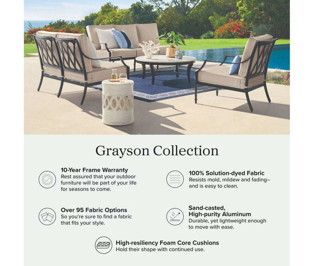 Grayson Ottoman with Cushion in Black Aluminum