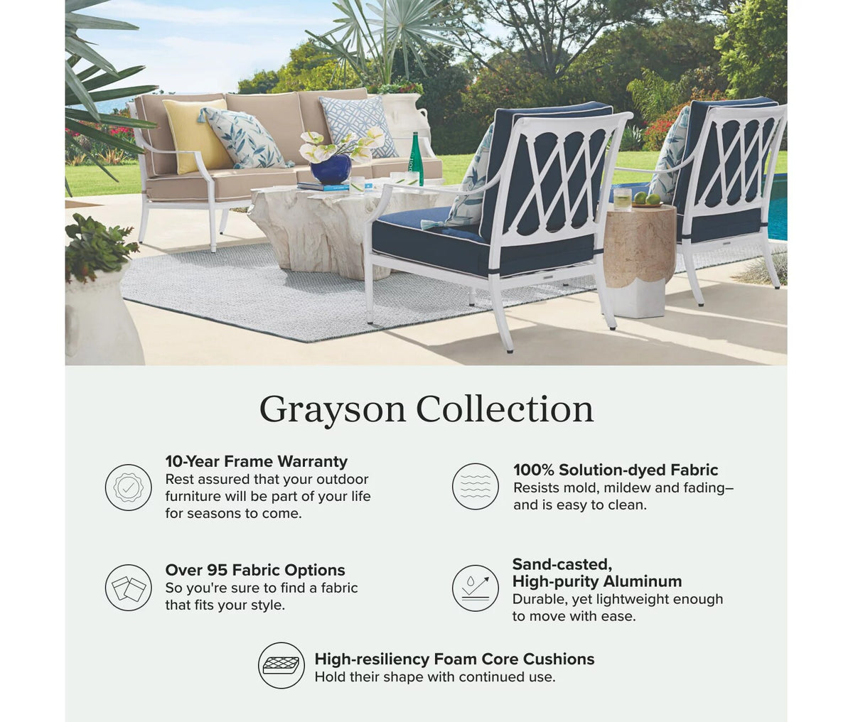 Grayson Chaise Lounge with Cushions in White Aluminum
