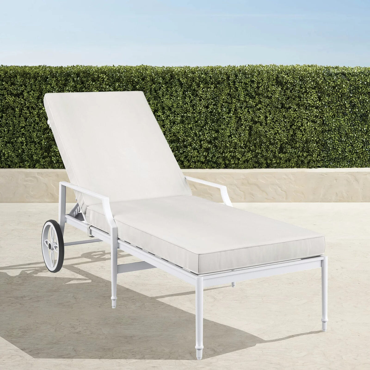 Grayson Chaise Lounge with Cushions in White Aluminum