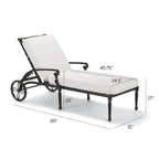 Carlisle Chaise Lounge with Cushions in Onyx Aluminum