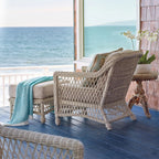 Hampton Ottoman in Ivory Wicker