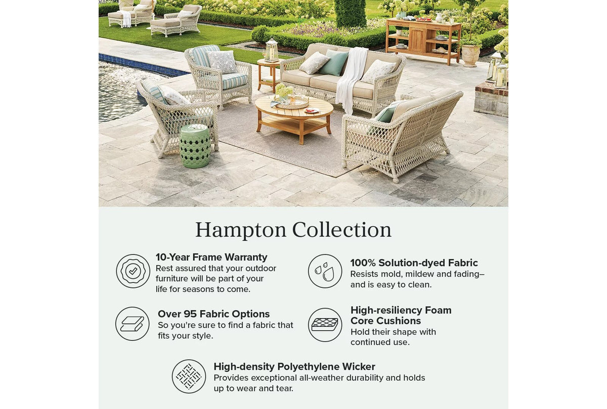 Hampton Ottoman in Ivory Wicker