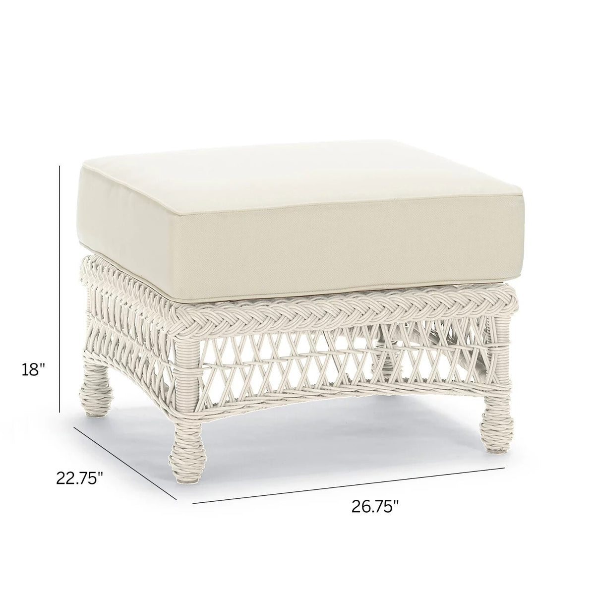 Hampton Ottoman in Ivory Wicker