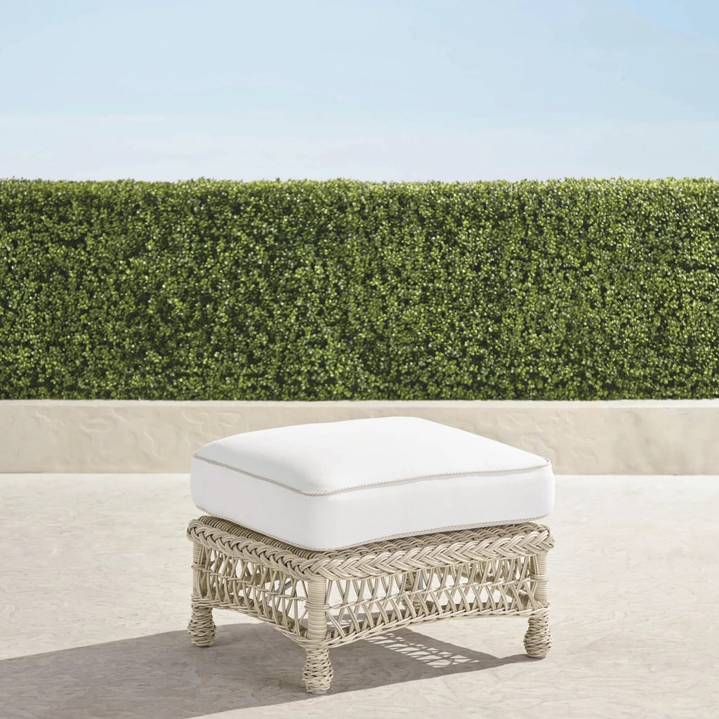Hampton Ottoman in Ivory Wicker