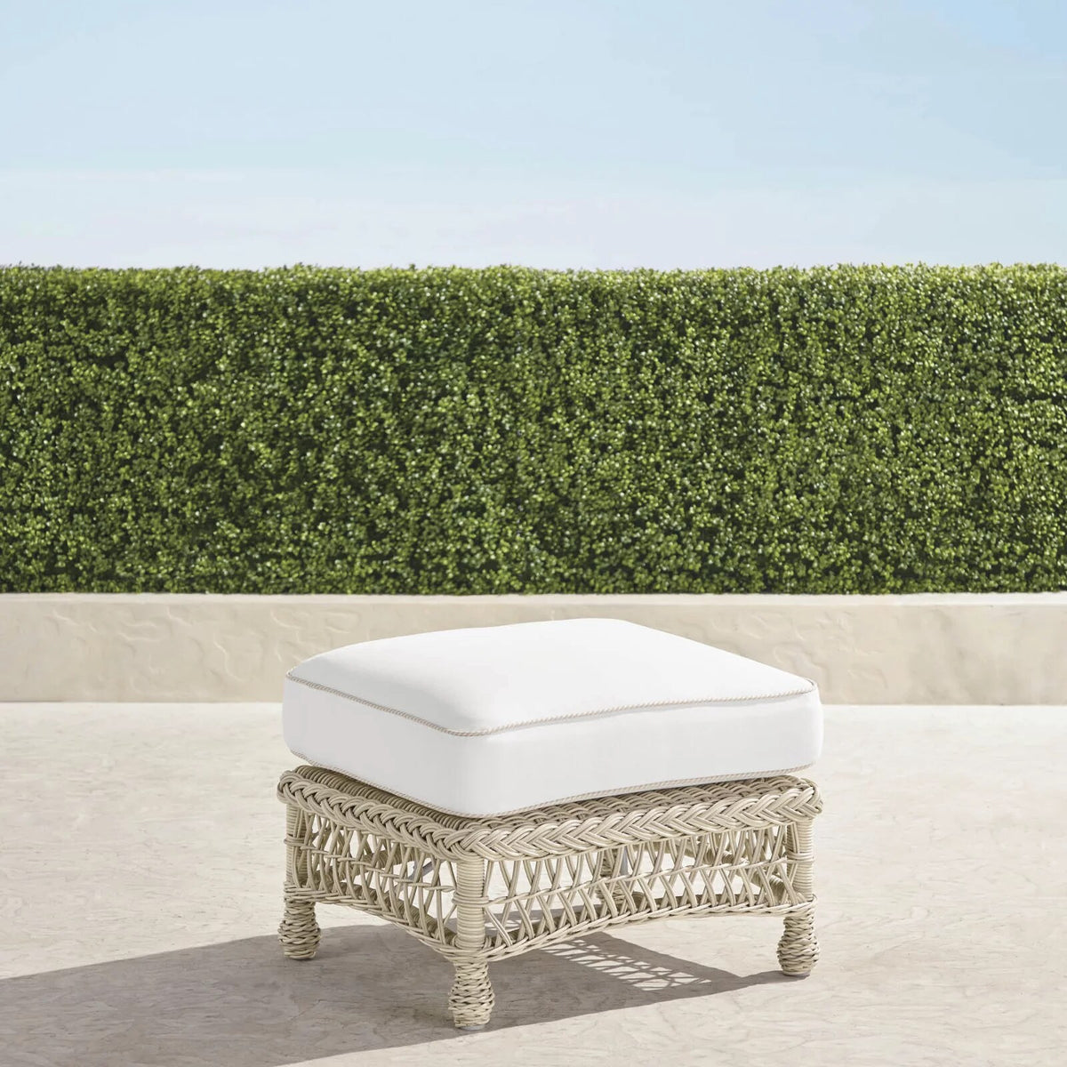 Hampton Ottoman in Ivory Wicker