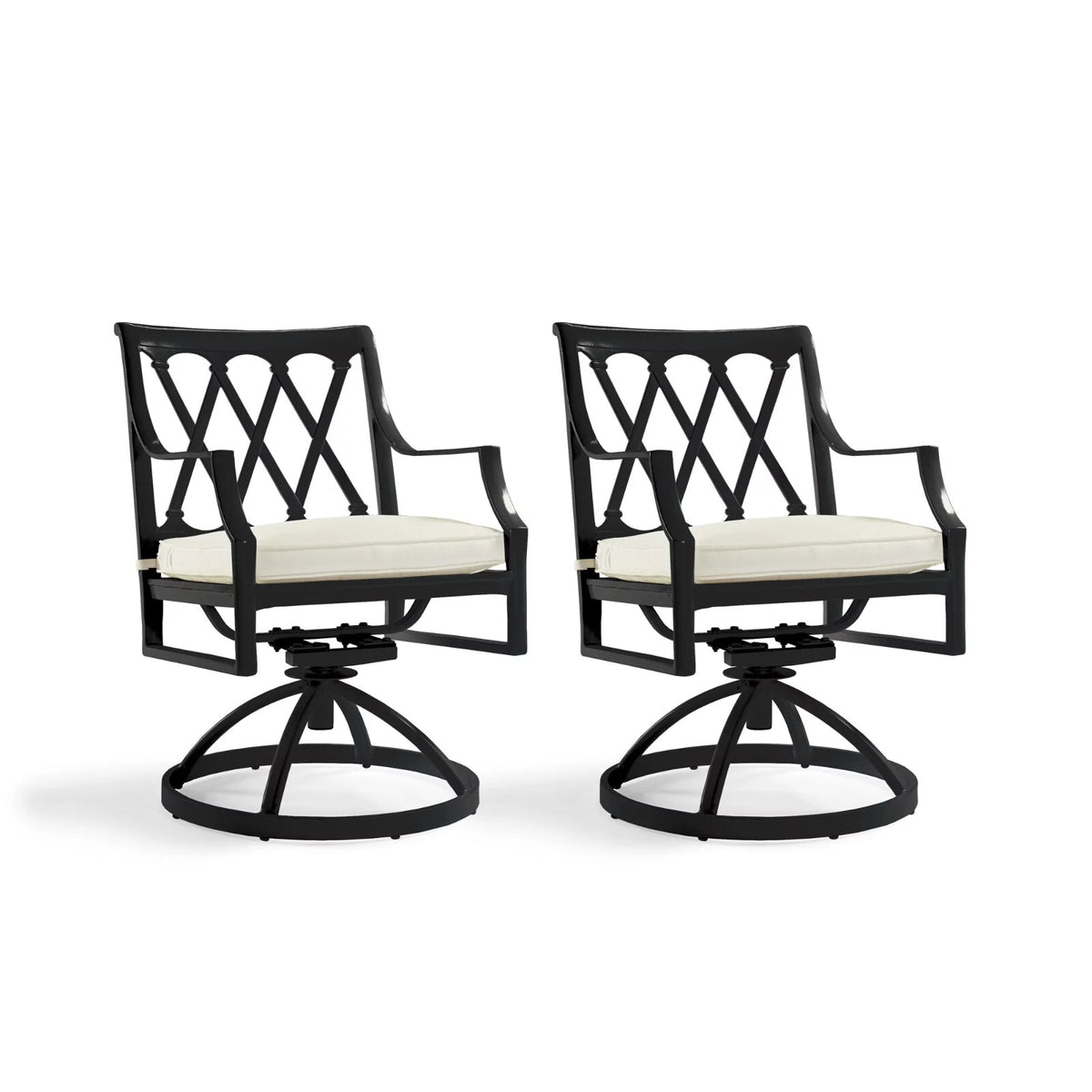 Grayson Swivel Dining Chairs in Black Aluminum, Set of Two