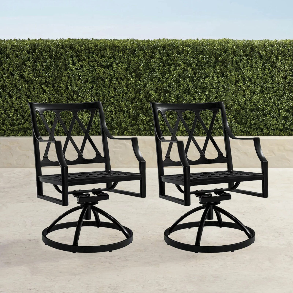 Grayson Swivel Dining Chairs in Black Aluminum, Set of Two