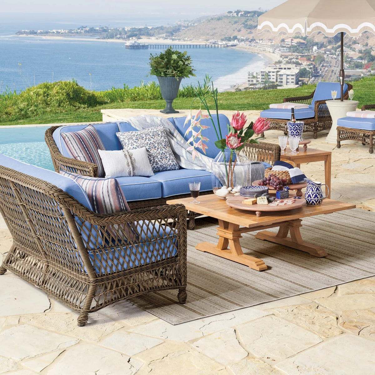 Hampton 3-pc. Sofa Set in Driftwood Wicker