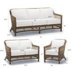Hampton 3-pc. Sofa Set in Driftwood Wicker